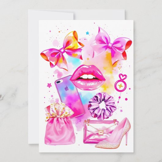 Letterlijk gewoon een meisje UITNODIGING Neon Coqu (Achterkant)