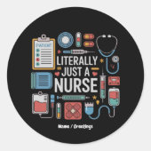 Letterlijk gewoon een verpleegkundig geregistreerd ronde sticker (Voorkant)
