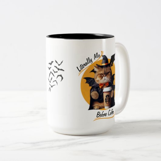 Letterlijk Ik Voor Koffie - Schattigee Halloween K Tweekleurige Koffiemok (Voorkant rechts)