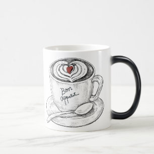Letterlijke drink, met de hand getrokken magische mok