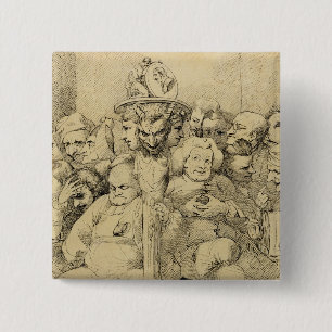 Letterlijke tekens rond de medaille vierkante button 5,1 cm