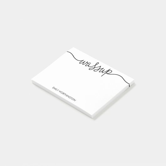 Letterlijke Wassup Custom Post-it® notes (Black) (Schuin)