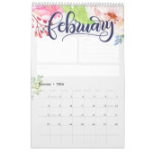 Letterlijke waterverf kalender - Gepersonaliseerd (Feb 2026)