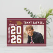 LETTERMAN AFSOLUTIENT MAROON Aankondiging & Uitnod (Staand voorkant)