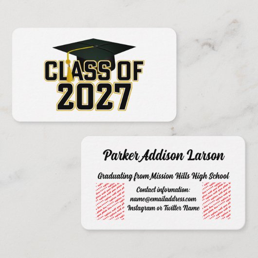 Letterman Afstudeerklas 2027 Informatiekaartje (Voorkant / Achterkant)