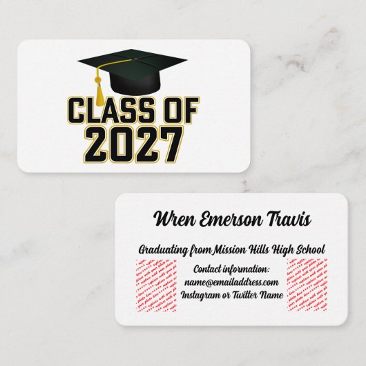 Letterman Afstudeerklas 2027 Informatiekaartje (Voorkant / Achterkant)