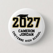 Letterman Afstudeerklas 2027 Ronde Button 5,7 Cm (Voorkant)