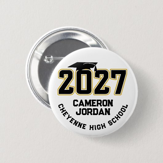Letterman Afstudeerklas 2027 Ronde Button 5,7 Cm (Voorkant /achterkant)