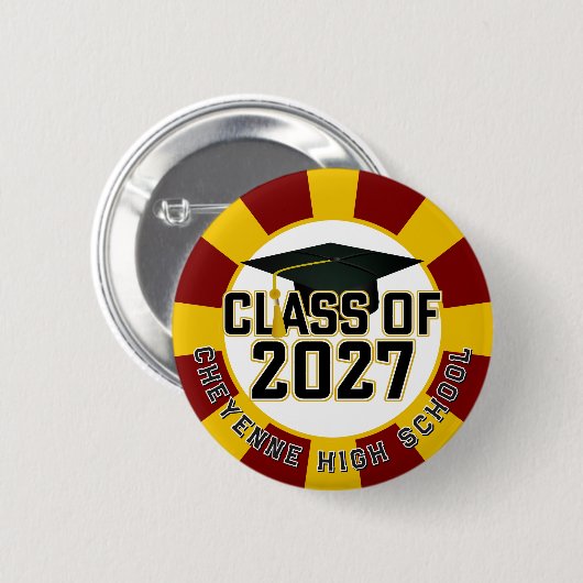 Letterman Afstudeerklas 2027 Ronde Button 5,7 Cm (Voorkant /achterkant)
