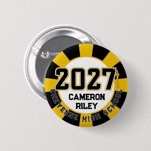 Letterman Afstudeerklas 2027 Ronde Button 5,7 Cm (Voorkant /achterkant)
