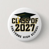 Letterman Afstudeerklas 2027 Ronde Button 5,7 Cm (Voorkant)