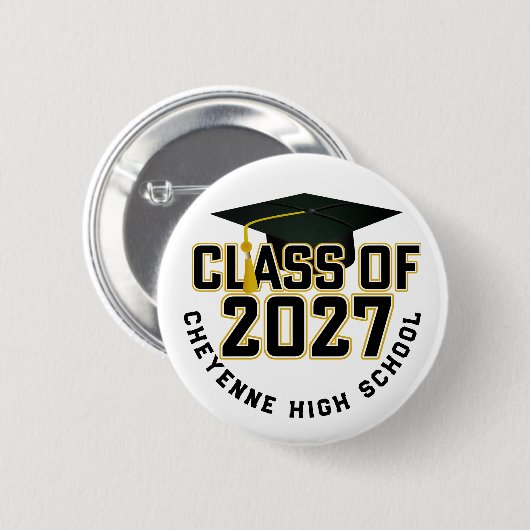 Letterman Afstudeerklas 2027 Ronde Button 5,7 Cm (Voorkant /achterkant)