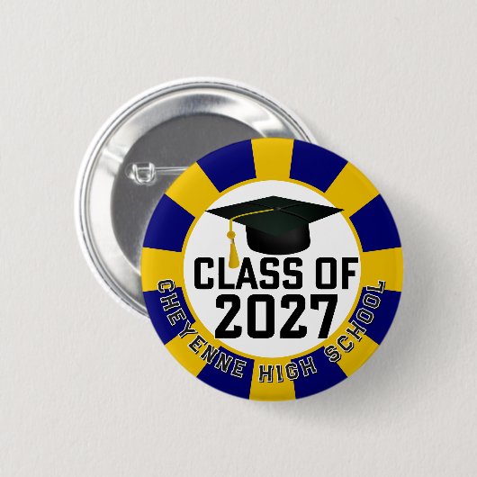 Letterman Afstudeerklas 2027 Ronde Button 5,7 Cm (Voorkant /achterkant)
