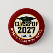 Letterman Afstudeerklas 2027 Ronde Button 5,7 Cm (Voorkant)