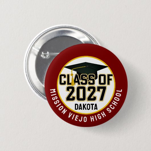 Letterman Afstudeerklas 2027 Ronde Button 5,7 Cm (Voorkant /achterkant)
