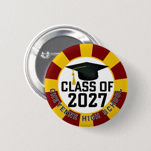 Letterman Afstudeerklas 2027 Ronde Button 5,7 Cm (Voorkant /achterkant)