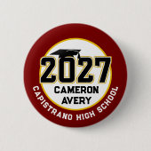 Letterman Afstudeerklas 2027 Ronde Button 5,7 Cm (Voorkant)