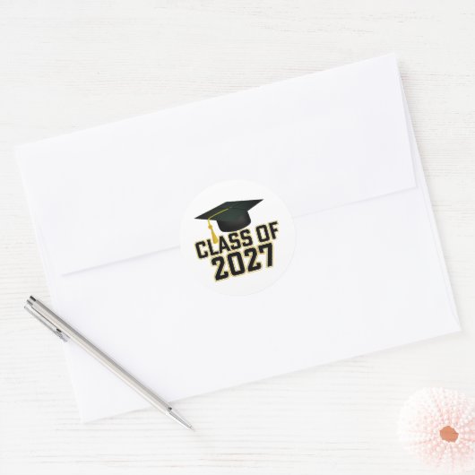 Letterman Afstudeerklas 2027 Ronde Sticker (Envelop)