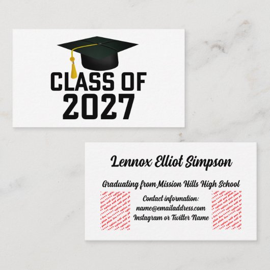 Letterman Afstudeerklas 2027 Visitekaartje (Voorkant / Achterkant)