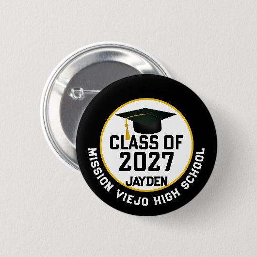 Letterman Afstudeerklas van 2027 Ronde Button 5,7 Cm (Voorkant /achterkant)