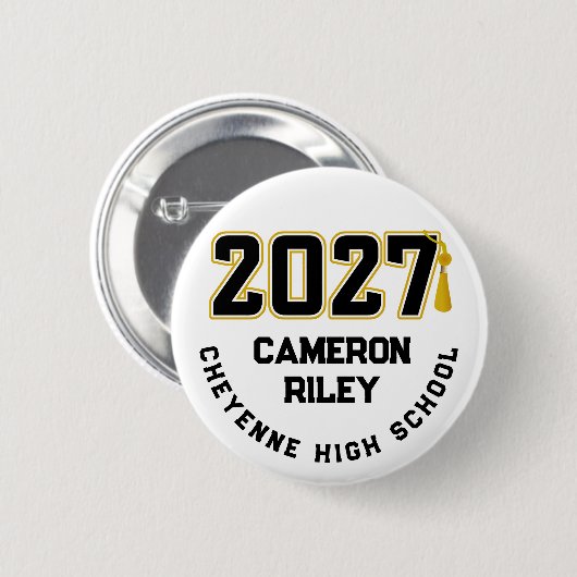 Letterman Afstudeerklas van 2027 Ronde Button 5,7 Cm (Voorkant /achterkant)