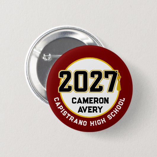 Letterman Afstudeerklas van 2027 Ronde Button 5,7 Cm (Voorkant /achterkant)
