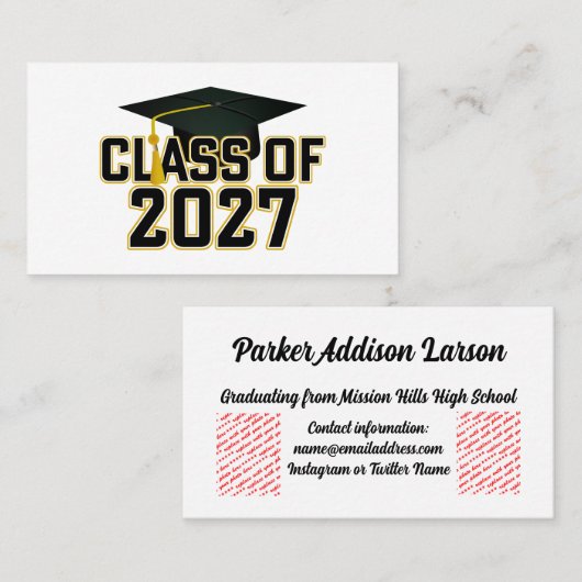 Letterman Afstudeerklas van 2027 Visitekaartje (Voorkant / Achterkant)