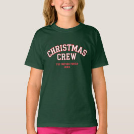 Letterman Christmas Crew Collegiate familienaam T-shirt