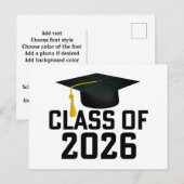 Letterman Class of 2026 Graduation Briefkaart (Voorkant / Achterkant)