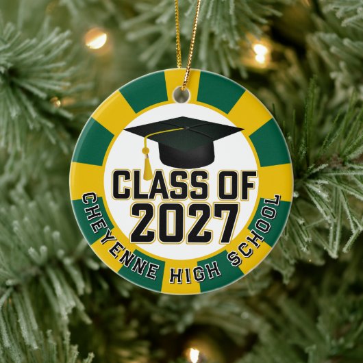 Letterman Class of 2027 Photo Graduation Keramisch Ornament (Boom)
