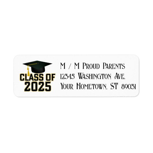 Letterman Gouden Klasse van 2025 Afstuderen Etiket (Voorkant)