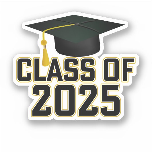 Letterman Gouden Klasse van 2025 Afstuderen Sticker (Voorkant)