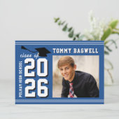 LETTERMAN GRAD BLAUW Aankondiging & Uitnodiging (Staand voorkant)