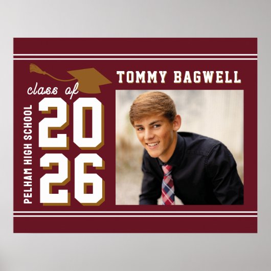 LETTERMAN GRAD school colors MAROON  Poster (Voorkant)