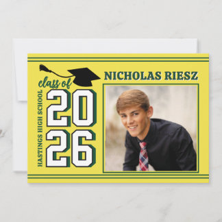 LETTERMAN GRAD YELLOW Announcement & Invitation Kaart
