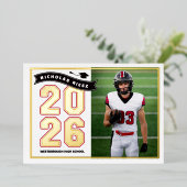 Letterman Graduation Announcement Folie Uitnodiging (Staand Voorkant)