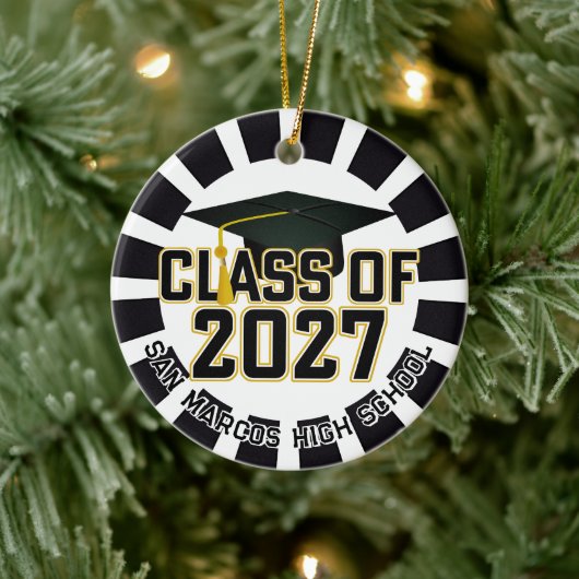 Letterman Klas van 2027 Foto Afstuderen Keramisch Ornament (Boom)