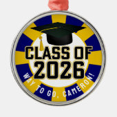Letterman Klasse van het Afstuderen 2026 Metalen Ornament (Voorkant)
