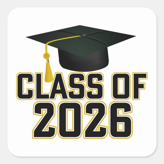 Letterman Klasse van het Afstuderen 2026 Vierkante Sticker (Voorkant)
