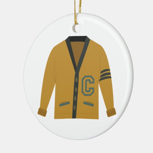 Letterman Sweater Keramisch Ornament (Links)