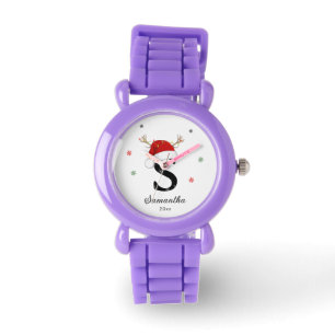Letternaam Santa Hat Monogram Aangepast Initia Horloge