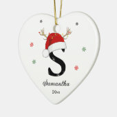 Letternaam Santa Hat | Monogram | Aangepast Initia Keramisch Ornament (Links)