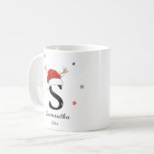 Letternaam Santa Hat | Monogram | Aangepast Initia Koffiemok (Voorkant links)