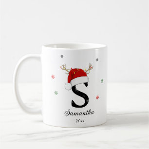 Letternaam Santa Hat Monogram Aangepast Initia Koffiemok