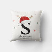 Letternaam Santa Hat | Monogram | Aangepast Initia Kussen (Achterkant)