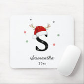 Letternaam Santa Hat | Monogram | Aangepast Initia Muismat (Met muis)