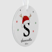 Letternaam Santa Hat | Monogram | Aangepast Initia Ornament (voorkant)