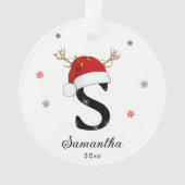 Letternaam Santa Hat | Monogram | Aangepast Initia Ornament (voorkant)