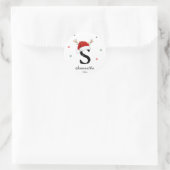 Letternaam Santa Hat | Monogram | Aangepast Initia Ronde Sticker (Tas)