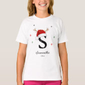 Letternaam Santa Hat | Monogram | Aangepast Initia T-shirt (Voorkant)